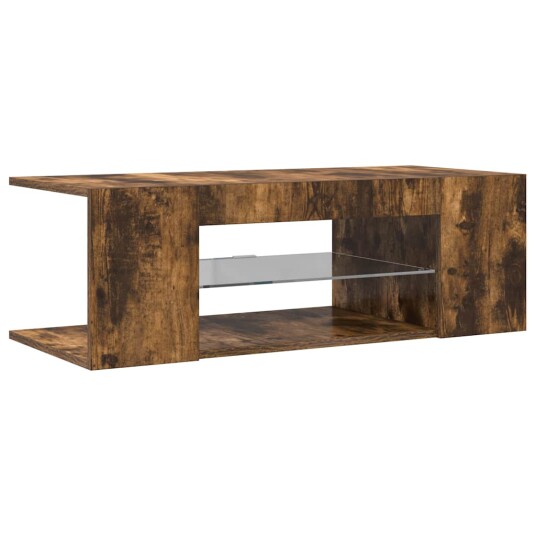 vidaXL TV-benk med LED-lys røkt eik 90x39x30 cm