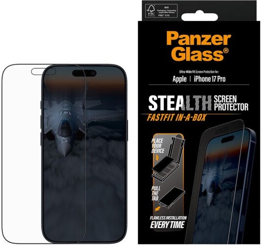 Panzerglass iPhone 17 Pro Stealth Skjermbeskyttelse Herdet Glass med Svart Ramme