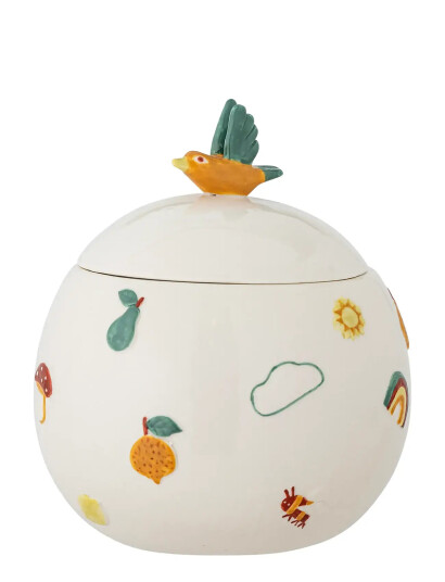 Bloomingville Agnes Jar W/Lid - White - 590 ML