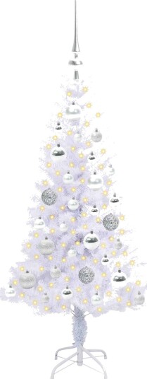 Kunstig juletre med 150 LED med stativ Hvit 120 cm PVC og Stål