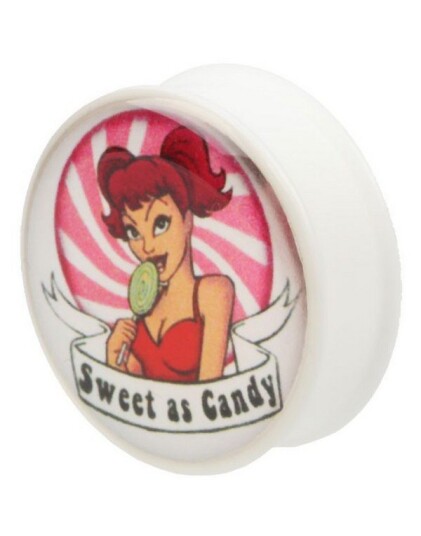 Utgått Traisy Pin up Girl Hvit Piercing Plugg Strl 22 mm