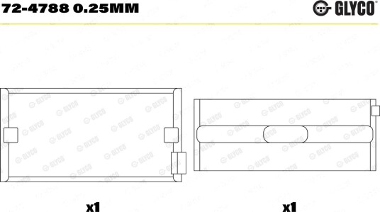 Veivaksellager GLYCO 72-4788 0.25mm