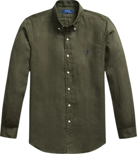 Polo Ralph Lauren Custom Fit Linen Shirt Khaki green L