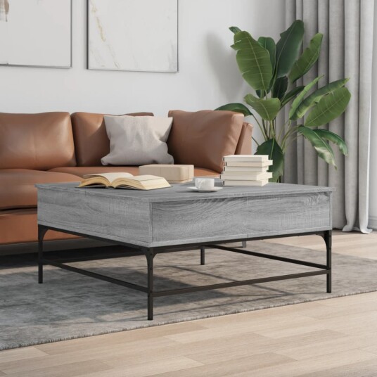 Salongbord grå sonoma 95x95x45 cm konstruert tre og metall 8721012490284
