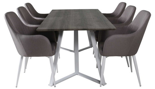 Venture Design Marina & Comfort spisegruppe Grå/grå 6 st stoler & bord 180 x 90 cm