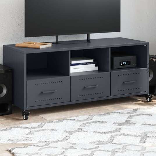 TV-benk antrasitt 100,5x39x43,5 cm kaldvalset stål 846694