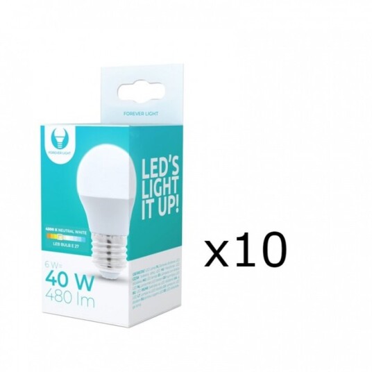LED-lampe E27 G45 6W 4500K 10-pk hvit nøytral