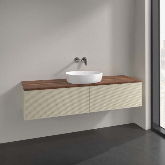 Villeroy & Boch Antao Servantskap med 2 skuffer 160x50x36 cm m/lys Grå Matt/Valnøtt Villeroy & Boch Antao Servantskap med 2 skuffer 160x50x36 cm m/lys Grå Matt/Valnøtt