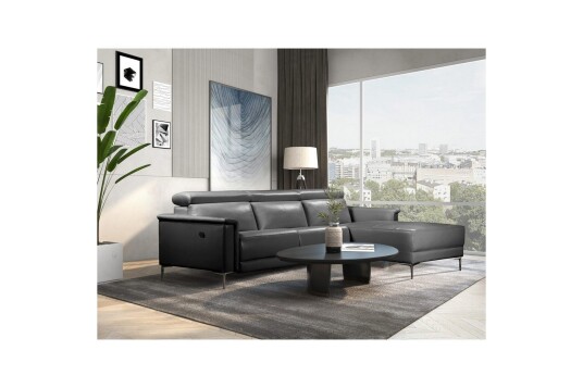 Hjørnesofa 3 seter Lund Svart Lær/PU Høyre Manuell Recliner   Svart Lær/PU Høyre Manuell Recliner
