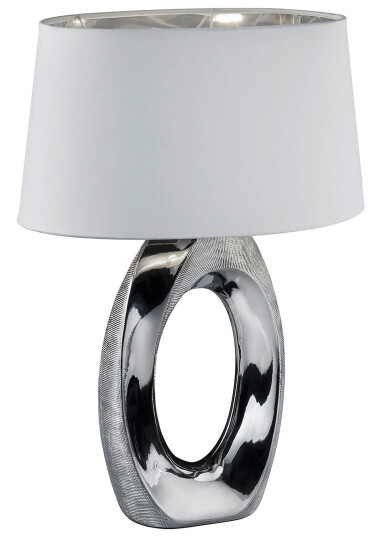 Trio Lighting Taba Bordlampe 52 cm E27 sølv / hvit Sølv/Hvit Trio Lighting Taba Bordlampe 52 cm E27 sølv / hvit Sølv/Hvit