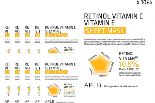 APLB Retinol Vitamin C Vitamin E Sheet Mask 10pcs