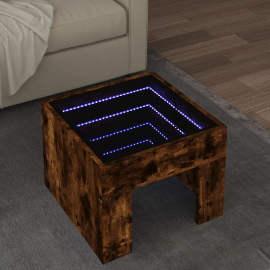 Salongbord med Infinity LED røkt eik 40x40x30 cm 847599
