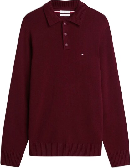 Tommy Hilfiger Lambswool Ls Polo BURGUNDY HEATHER XL