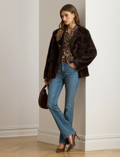 Lauren Ralph Lauren Faux-Fur Coat - Brown - S