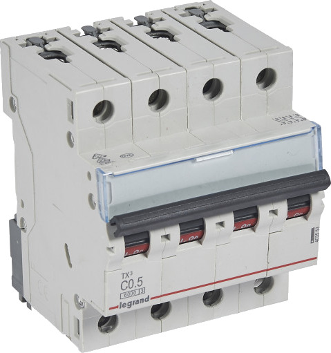 Legrand TX³ MCB automatsikring C0,5 4P 4M 6/6kA