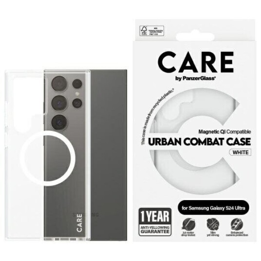 CARE by PanzerGlass Urban Combat Gjennomsiktig Deksel for Samsung Galaxy S24 Ultra med Qi-kompatibilitet