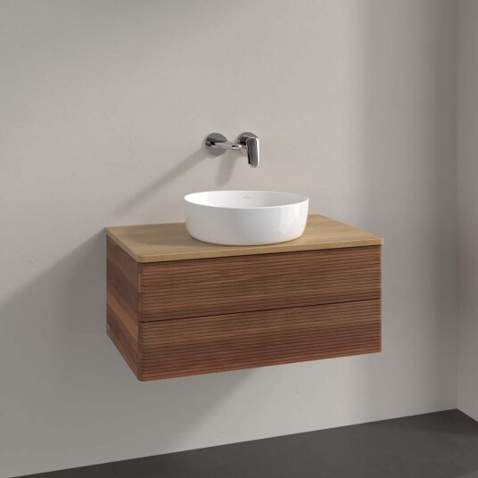 Villeroy & Boch Antao Servantskap med 2 skuffer 80x50x36 cm m/lys Valnøtt/Eik Villeroy & Boch Antao Servantskap med 2 skuffer 80x50x36 cm m/lys Valnøtt/Eik