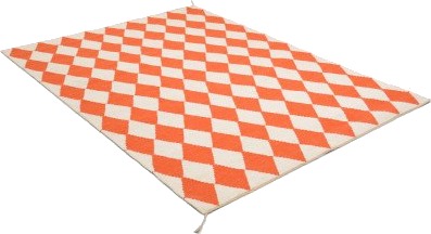 Axeco Harlequin orange håndvevd ullteppe