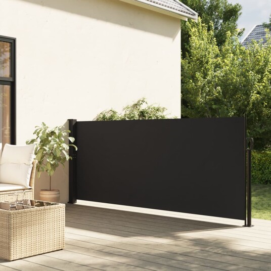  Uttrekkbar sidemarkise svart 140x300 cm 4004294