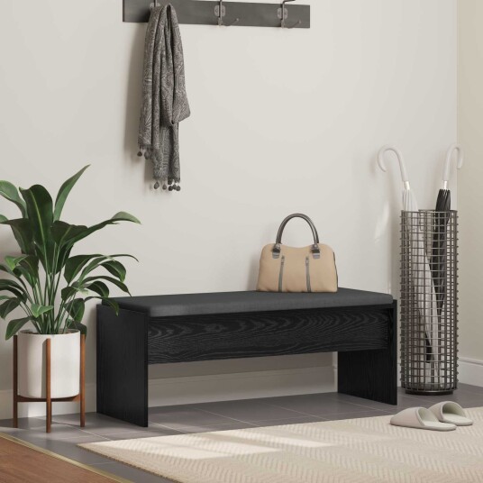 vidaXL Gangbenk med pute Svart Eik 103 x 38 x 40 cm