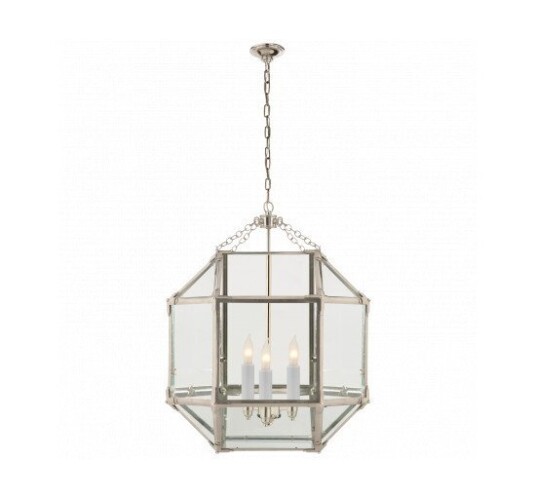 Morris Medium Lantern Polished Nickel/Clear Glass