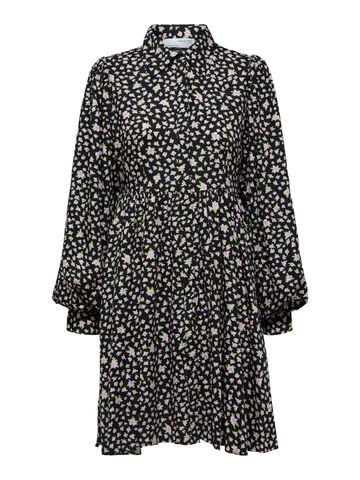 Selected Femme Judita LS Short Shirt Dress Black AOP 34 Selected Femme Judita LS Short Shirt Dress Black AOP 34