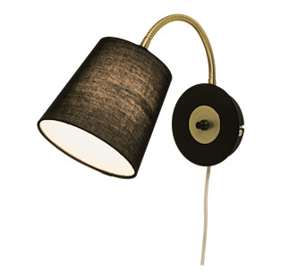 Aneta Lighting Ljusdal Vegglampe IP20 Svart/Matt Messing 1592872-02-0 1592872-03-0