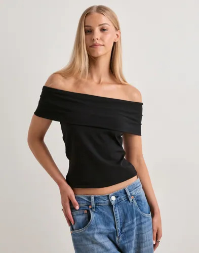 Pieces Svart Pcgeorgina Ss Off Shoulder Top Jrs