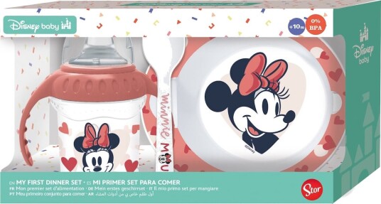 Disney Mikke Og Minni Mus Minni Mus Babyservise I 3 Deler Flaske Bolle Og Skje