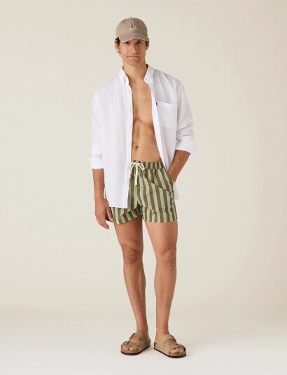 Lexington Clothing Printed Swim Trunks Khaki green L