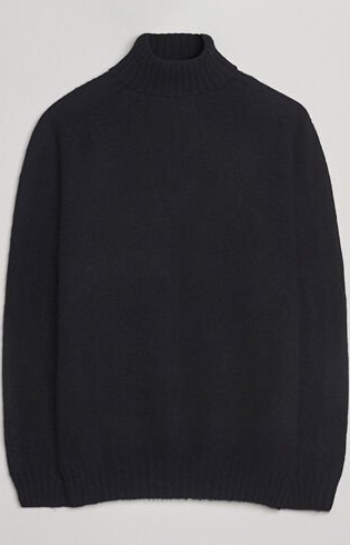 Harley Of Scotland Brushed Supersoft Lambswool Rollneck Black