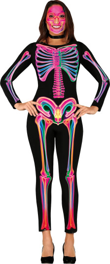 Fiestas Guirca Skelett Neon Dame Kostyme Large 88960