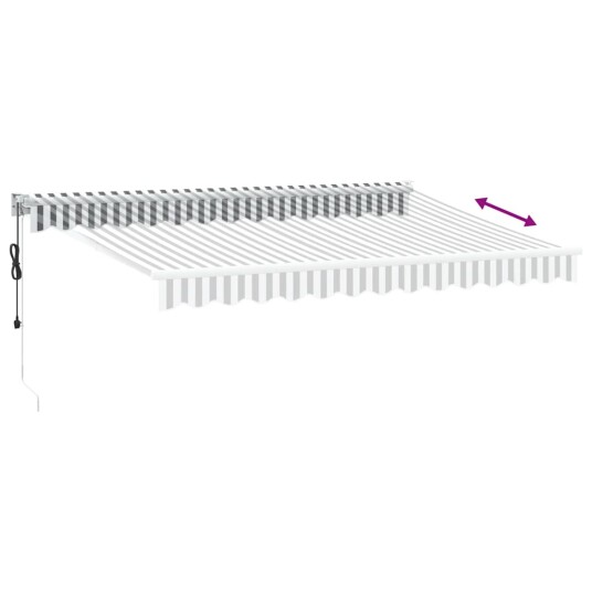 Uttrekkbar markise antrasitt og hvit 3,5x2,5 m stoff aluminium