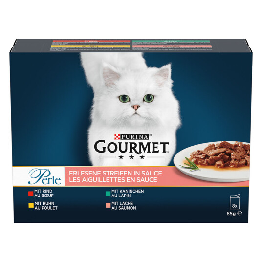 Gourmet Perle Multipakke 8 X 85 G Okse Kylling Kanin & Laks
