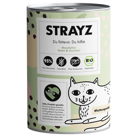 Strayz Bio Cat 6 X 400 G Økologisk Kylling Og Økologisk Squash Strayz Bio Cat 6 X 400 G Økologisk Kylling Og Økologisk Squash