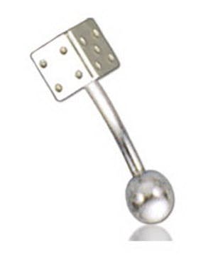 Utgått Silver Cube 1.2 x 8 mm med 3 mm Kule Øyenbrynspiercing