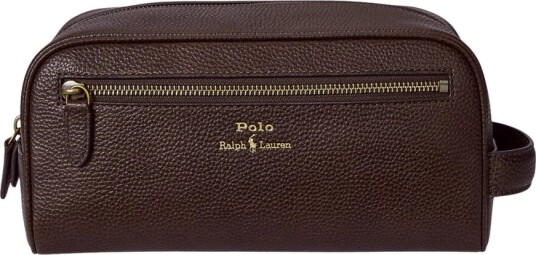 Polo Ralph Lauren Pebbled Leather Travel Case   Brown   ONE SIZE