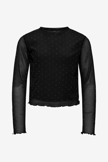 Kids Only Topp kogJada Rhinestone Mesh Svart