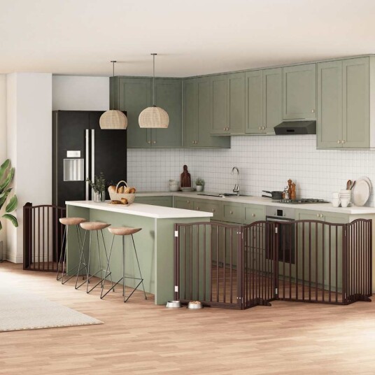 Vidaxl Hundeport Sammenleggbar 6 Paneler Brun 480 cm Poppeltre