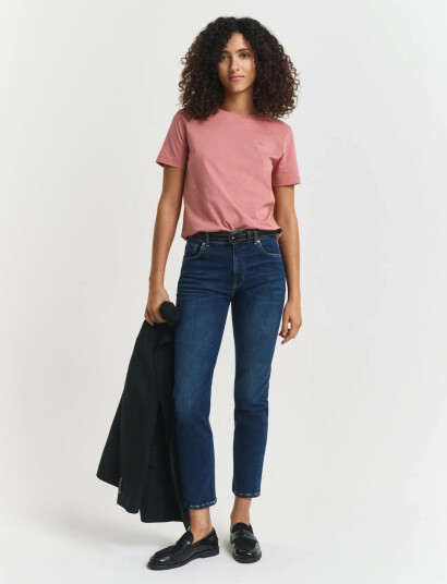 GANT Cropped Slim Stretch Jeans - Blue - 25