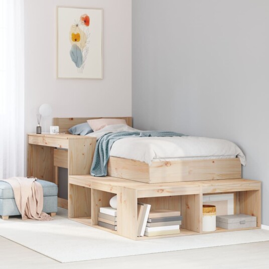 Nattbord med skrivebord 232x112x75 cm heltre furu