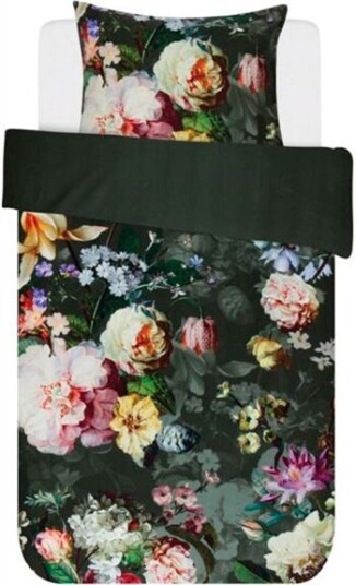 Essenza Sengetøy - 140x220 cm - Fleur Grønn - Grønn - 2 i 1 design - 100% bomullsateng - Essenza