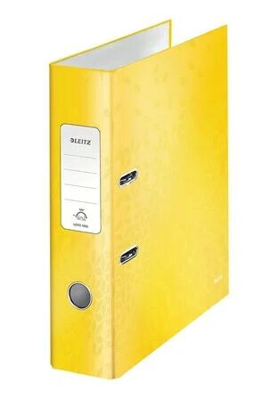 Leitz Brevordner 180 WOW Laminert kartong A4/80mm Gul Leitz Brevordner 180 WOW Laminert kartong A4/80mm Gul