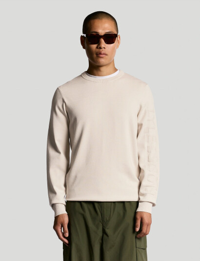 Lyle & Scott Mesh Logo Crew Neck Jumper - Beige - XS Lyle & Scott Mesh Logo Crew Neck Jumper - Beige - XS