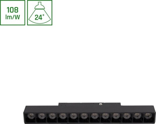 Spectrum 12W SHIFT Basic Lineær Lampe   3000K Sort Gitter S 22cm   Dimbar : Ikke dimbar Kulør : Varm