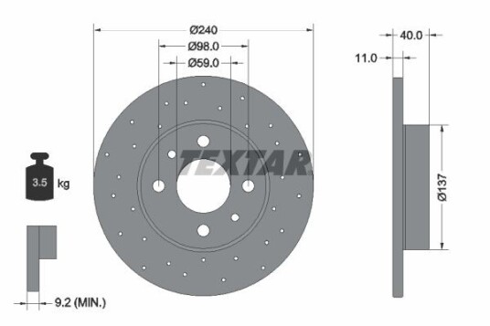 Bremseskive TEXTAR 92316003 Bremseskive TEXTAR 92316003