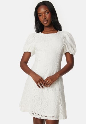 VILA Vicava O-neck S/S Lace short dress Cloud Dancer 36