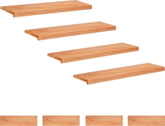 vidaXL Trappetrinn 8 stk. 90 x 25 x 2 cm Lakk Massiv bøketre