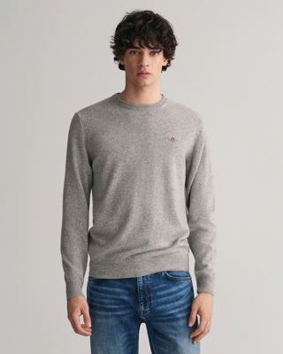 Lammeullsgenser med rund hals GREY MELANGE XXXL
