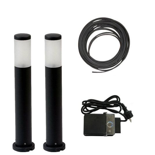 Koksgrå LED-stolpe 45cm - Tilpasset sett